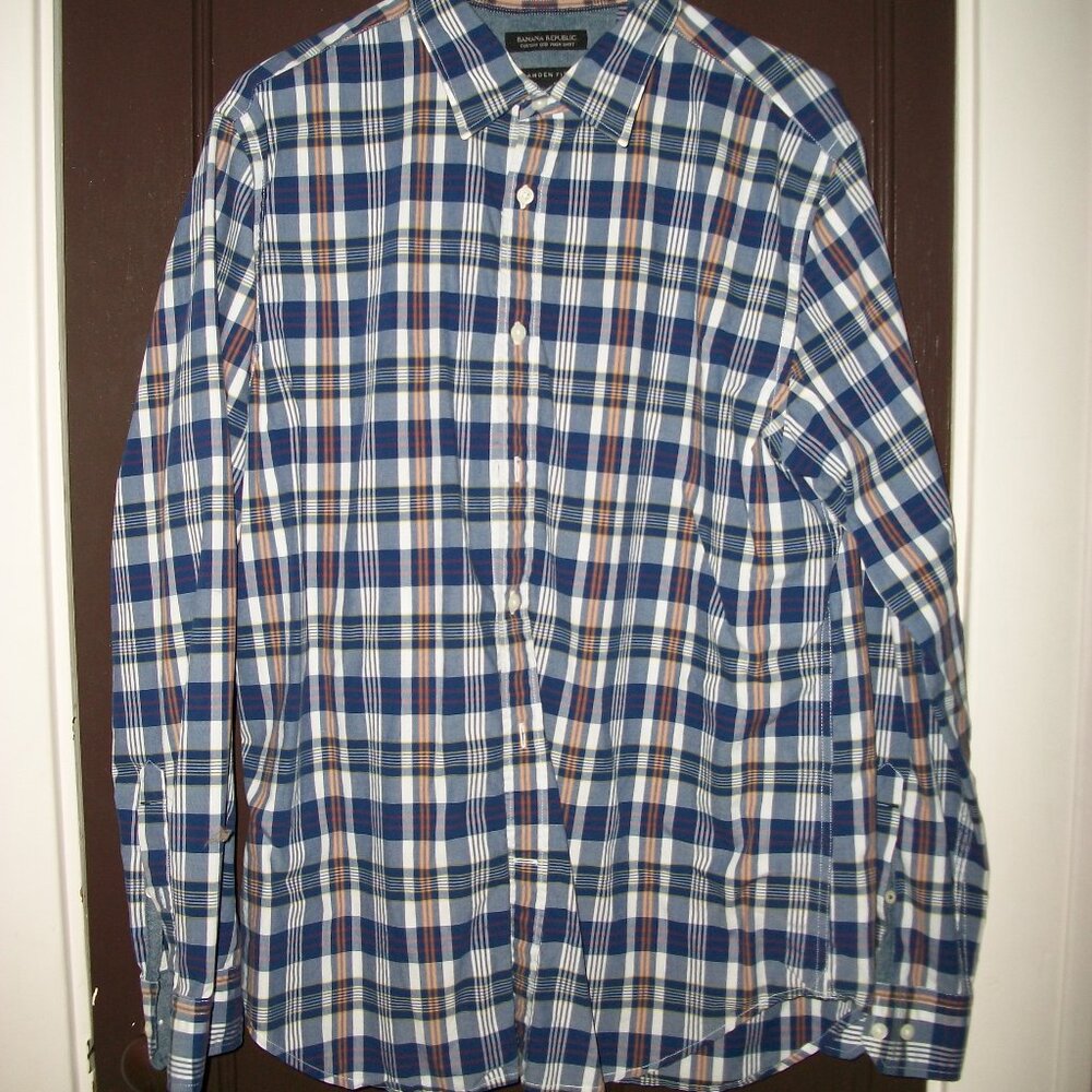 BANANA REPUBLIC Men's Long Sleeve Shirt CAMDEN FIT Size LARGE